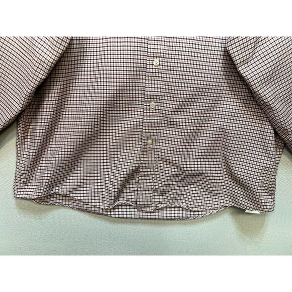 LL Bean Mens Button Down Shirt Long Sleeve Stretch Sz 17-33 Burgundy White Plaid - Picture 5 of 13
